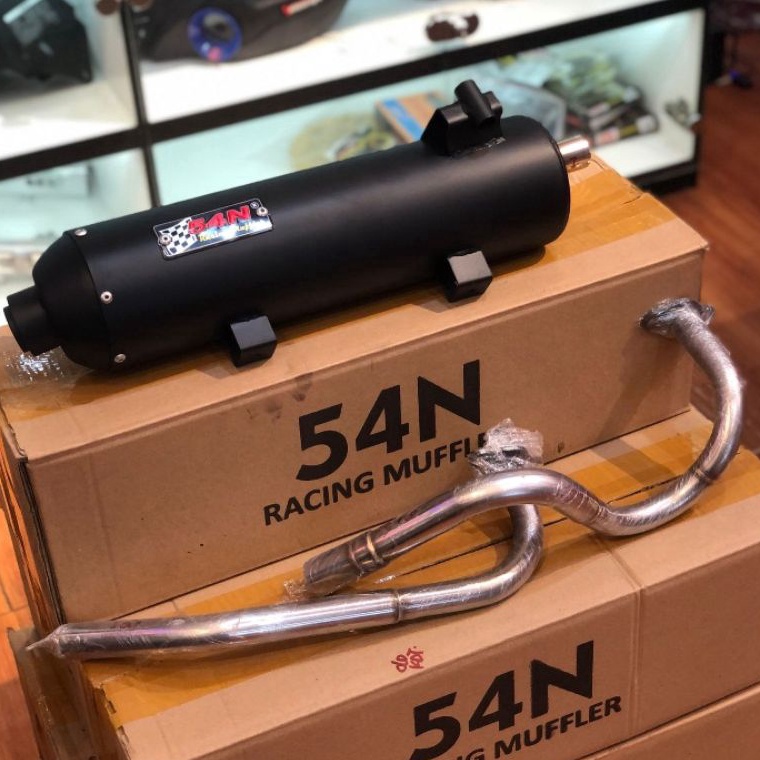 ☋ Knalpot Racing Adem Copy Cms By 54N Racing Muffler Full System Leher Kadut Ceklis Untuk Honda Vari