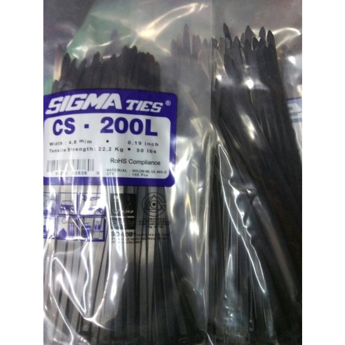 

Terlaris Kabel Ties Sigma 200 L ( 200 X 4,8 Mm) Pengikat Kabel