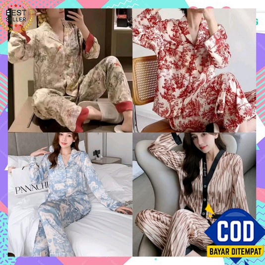 Baju Tidur Set Kemeja 1Set 2Iin1 Pjamas Korean Style Bju Bebidol Wanita Set Kimono Premium Terbaru 2
