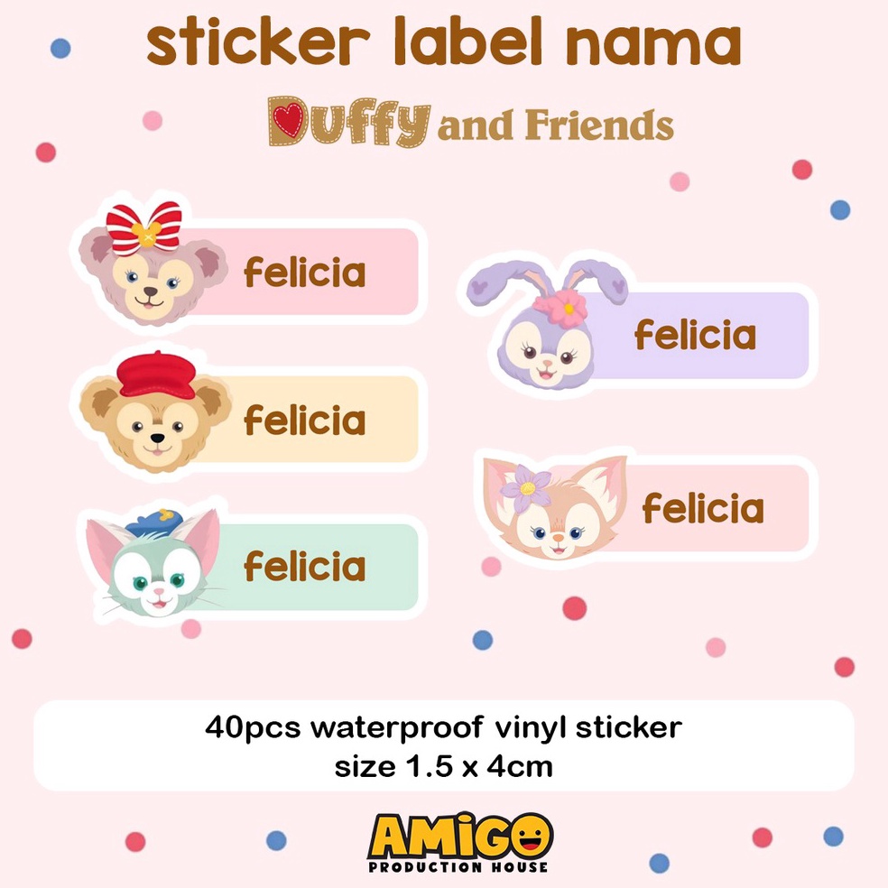 

Keren guys Stiker Label Nama Anak Disney Duffy Peppa Pig Sesame Street Toy Story Roblox Super Mario Bros lucu sticker karakter sticker buku 8HZ