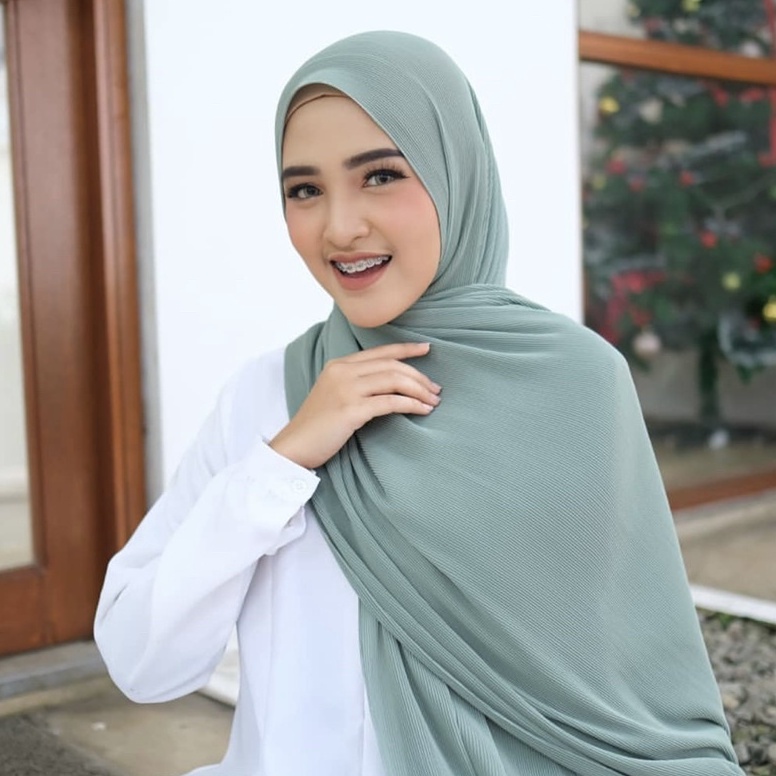 MURAH MERIAH SYARII PASHMINA PLISKET JUMBO BUTTONSCARVES non logo 200x80cm pleated super mini hijab 