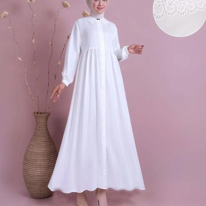 TERLARIS - GAMIS KATUN PUTIH / GAMIS KATUN HITAM / BAJU UMROH /GAMIS POLOS KATUN
