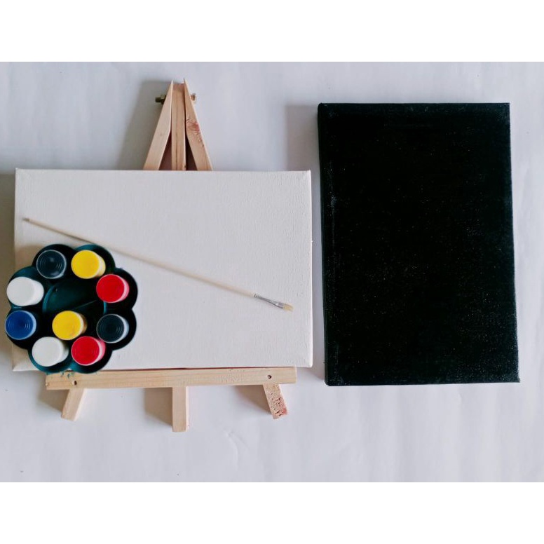 

New Product KANVAS LUKIS 20X30CM / EASEL ( STANDING KANVAS ) / PALET / CAT ACRYLIC / KUAS NO.1 AEE