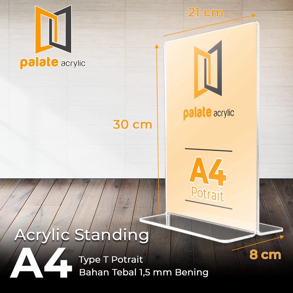 

Baru_AKRILIK DISPLAY A4 T PORTRAIT / TEMPAT BROSUR / TENT CARD ACRYLIC 1.5MM