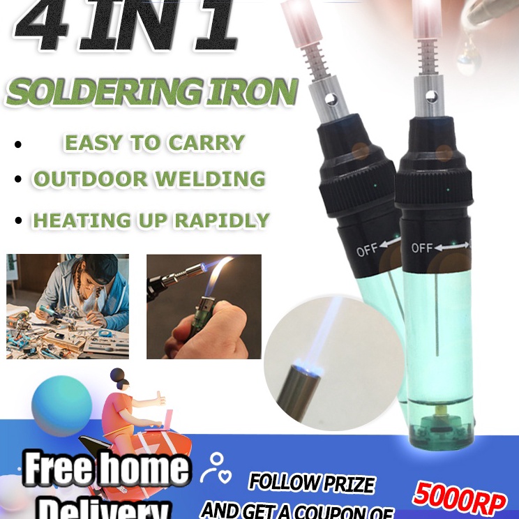 ・ UP Set Alat Las Mini Tidak Ada Las Listrik Solder Gas Kepala Gas Blow Torch Butane Flame Gun Denga