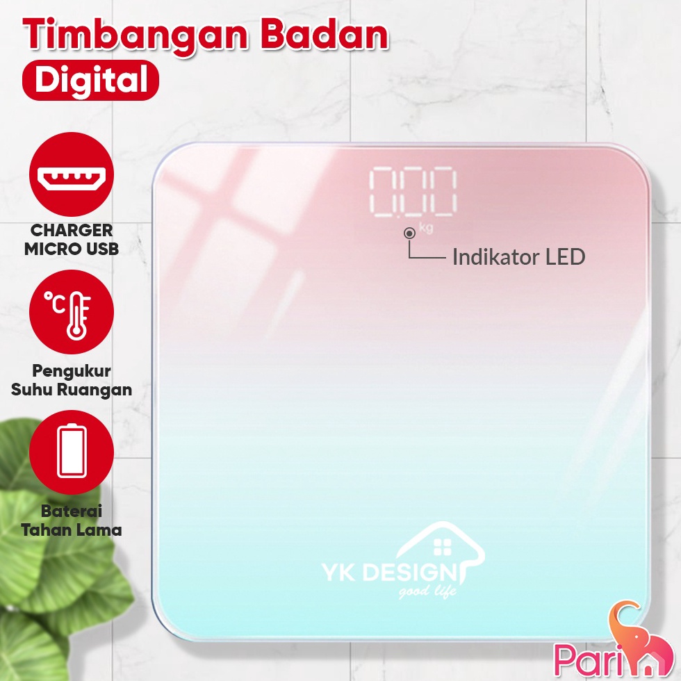 vyam -13 TIMBANGAN Timbangan Berat Badan Mini Digital BODY 180 KG Recharger USB YK DESIGN YK-169A 22