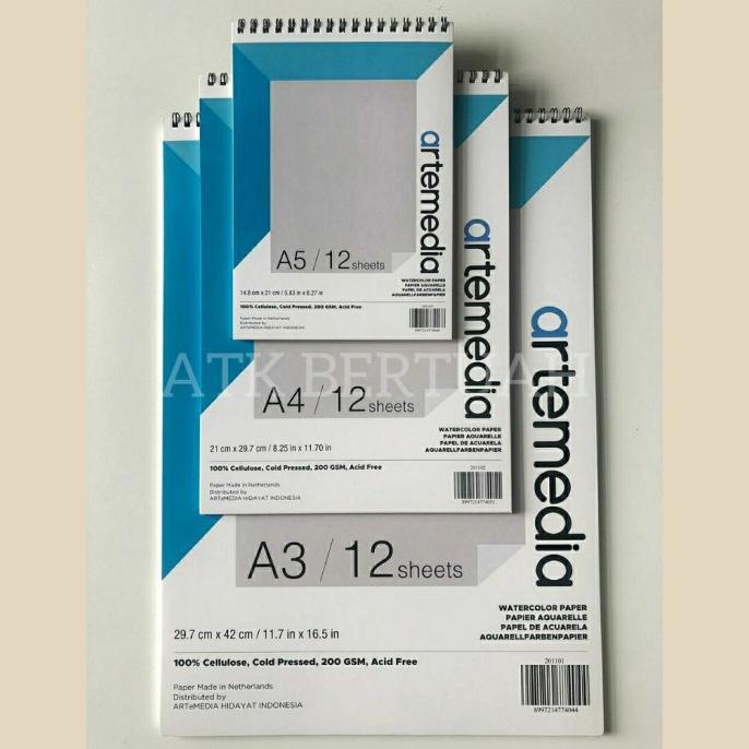 

ARTEMEDIA WATERCOLOR RING BOOK BUKU GAMBAR LUKIS CAT AIR A3 A4 A5