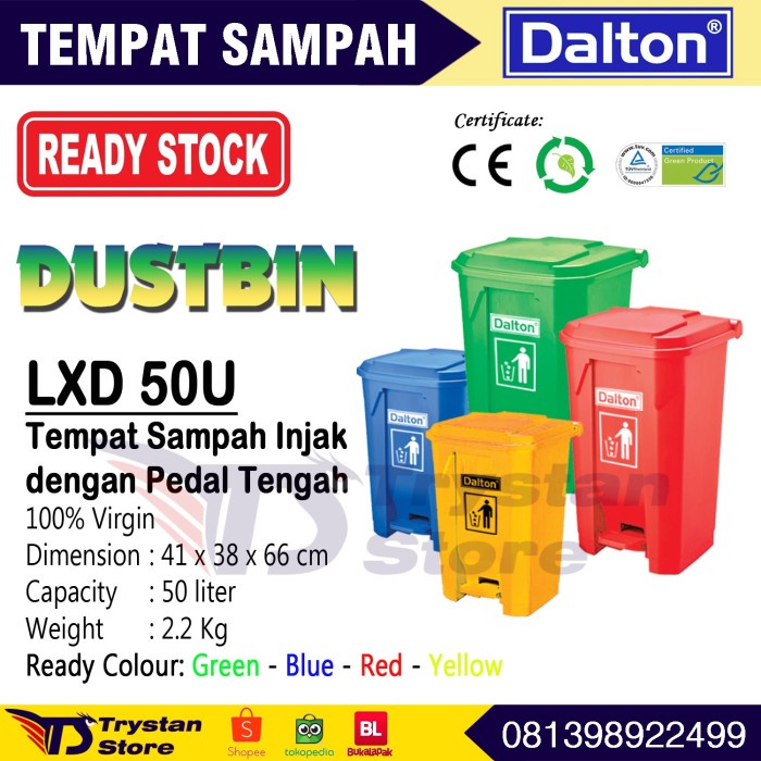 Tempat Sampah Injak Kapasitas 50 Liter Dan 100 Liter Dalton