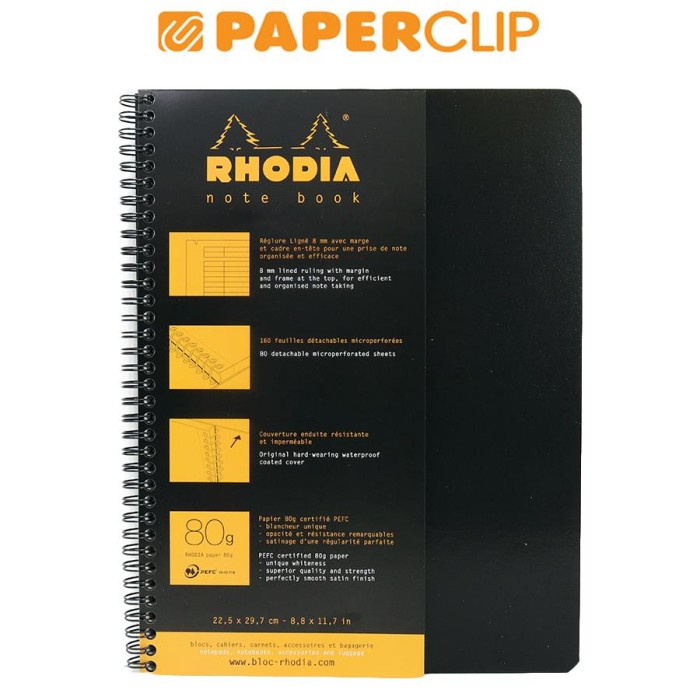 

Notebook Rhodia A4+ Wirebound Black Lined 193109C