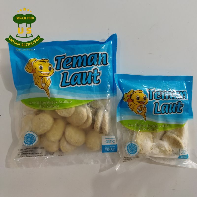 

Fish scallop frozen food Teman Laut Ikan Olahan bentuk Scallop frozen 500 gram 200gram scallop cepat saji