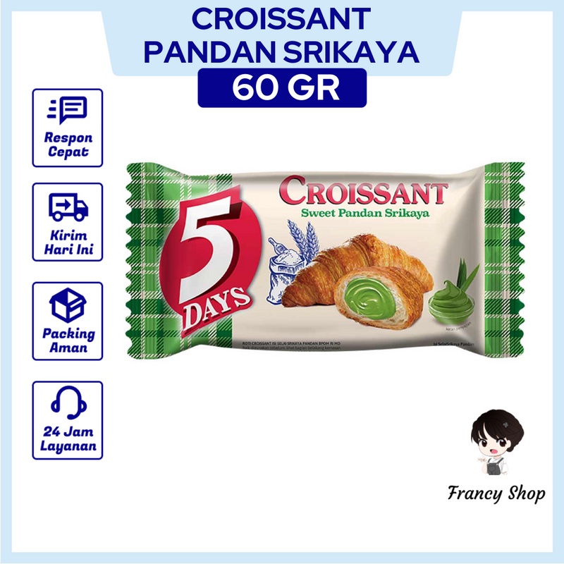 

5 Days Croissant Pandan Srikaya 60 gr