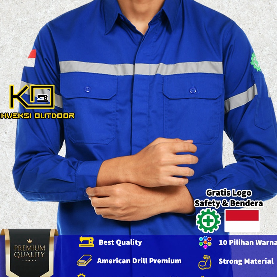 Terkini KEMEJA WEARPACK BAJU SAFETY K3 OUTDOOR INDOOR - Seragam Kemeja Kerja Lapangan Lengan Panjang