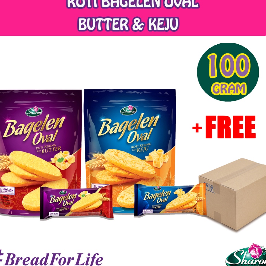 

➡✡✼ ( SATUAN ) Snack Roti Bagelen Oval Bagelen Kering 1x100gr FREE DUS - ROTI SHARON Ready Stok