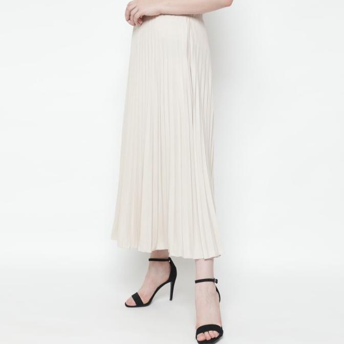 Duapola Rok Panjang Plisket Payung Aline 7176 - Cream
