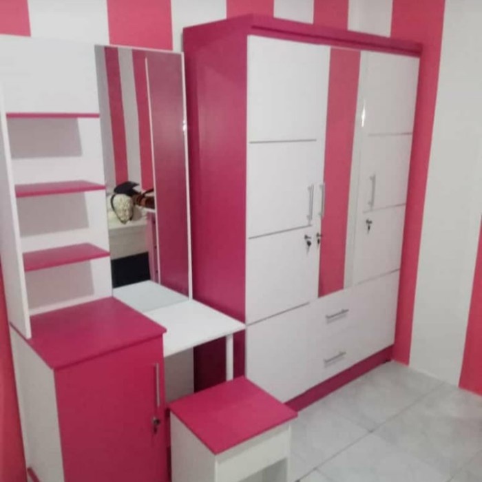 Terlaris Paket Lemari Dan Meja Rias Pink