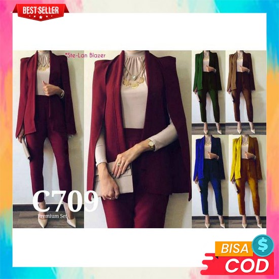 Blazer Set Wanita Korea Style Ootd Viral Stelan Blezerr Celana Blezeran Cewek Korea Remaja Kekinian 