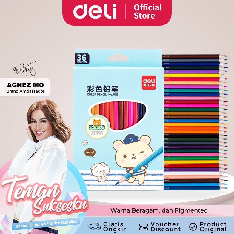 

[Q12H ☞◆> Deli pensil warna 12/24/36C warna cerah, bentuk hexagonal 7016 7018 7019 - kekiniian.