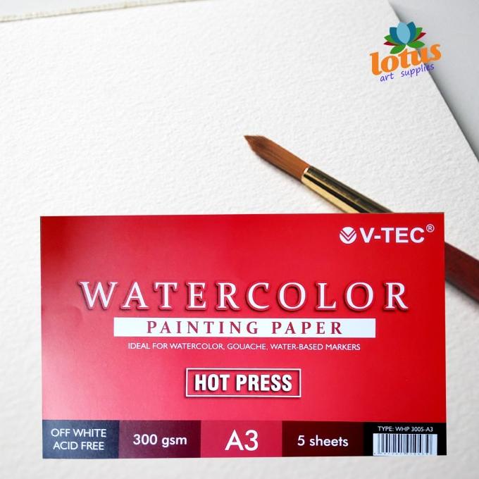 

V-Tec Watercolor Paper A3 300Gsm Hot Press 5 Sheets Painting Paper