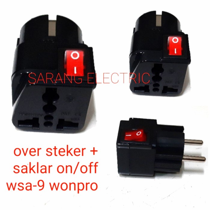 Colokan Over Steker + Saklar Switch ON OFF WSA-9 WONPRO Black