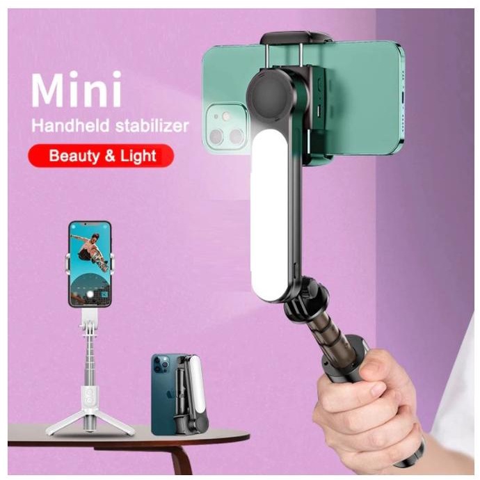 L09 Gimbal Stabilizer Selfie Stick Tripod Shooter Lampu HP Smartphone