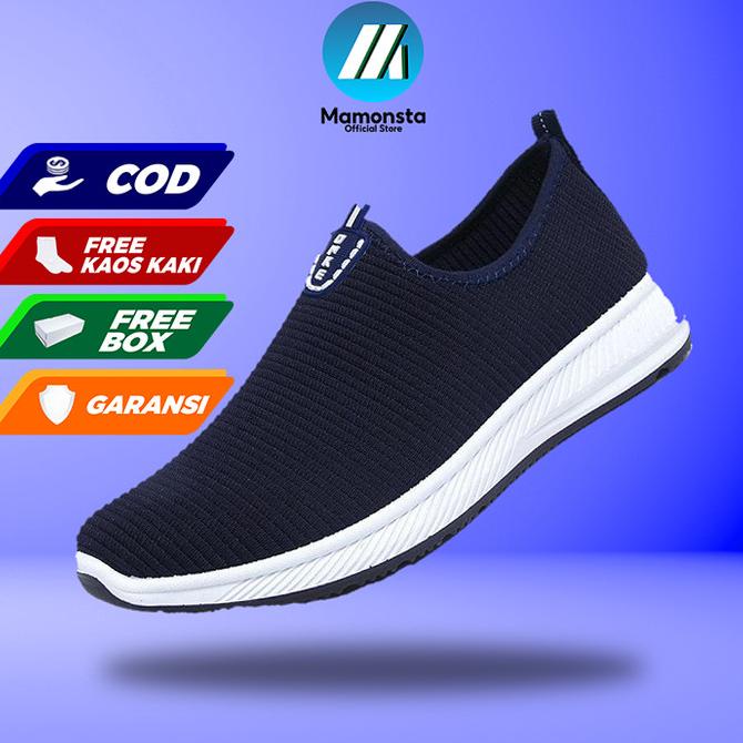 sepatu snekers olahraga slipon tanpa tali pria wanita cowok cewek
