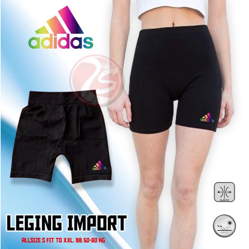 Celana ketat import leging slimfit celana dalam olahraga wanita celana stretch logo rainbow shorts pants running bikers aerobic fitness gim logo reflective