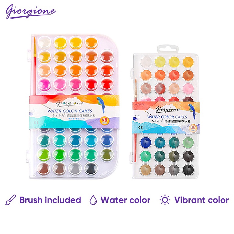 

6.6 BRANDS FESTIVAL Giorgione Solid Watercolor Paint Cat Air 12/16/24/28/36/48 Warna