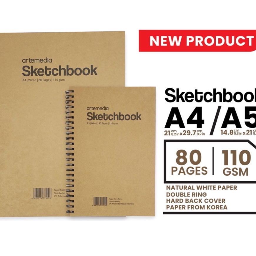 

(✓ I㊠12Y) Buku Sketsa Artemedia Sketchbook Wired A5 A4 Craft Cover Jilid Spiral- berkualiitas..!