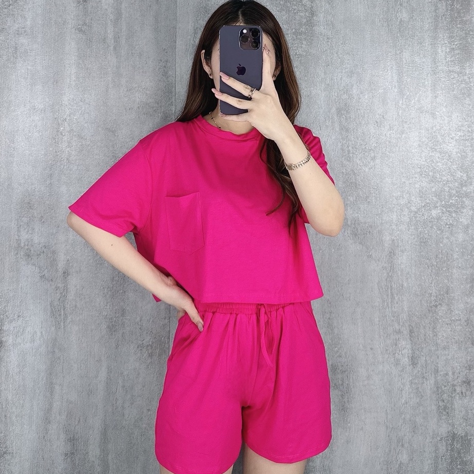 ➶⁎✶ One set crop pocket| setelan crop kantong Buruan Beli