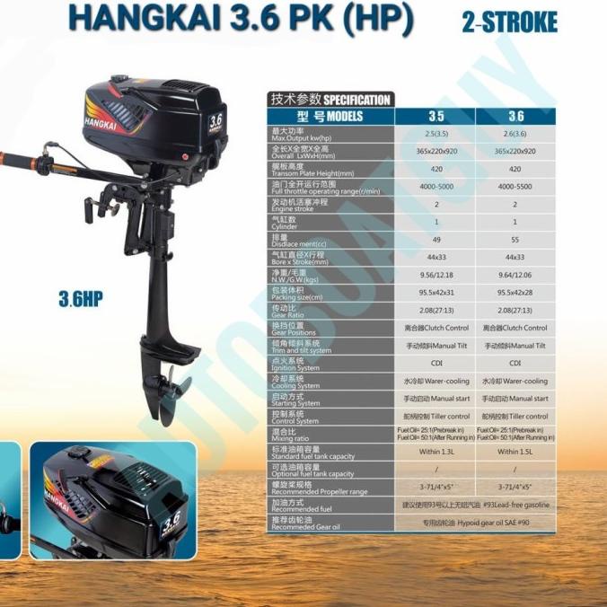 Mesin Tempel Hangkai 3,6 3.6 Hp 2 Tak Kompatibel Yamaha Parsun