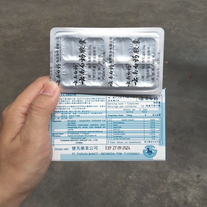 

Yunnan Baiyao Capsules / Yunan Baiyao Obat Untuk Luka Pukul Tabrak