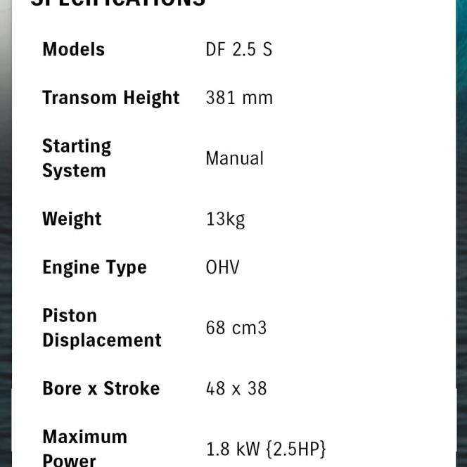 Mesin Tempel Suzuki Outboard 2.5Pk / Df2.5S