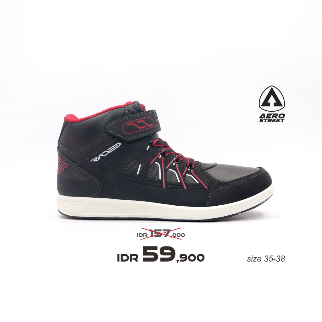 Aerostreet 35-38 Raid Black Red - Sepatu Sneakers Casual Sport Sekolah Pria Wanita Aero Street