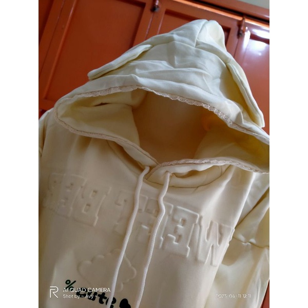 sweater Hoodie Oversize kuping huruf timbul
