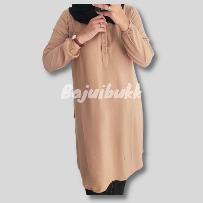 Terlaris Tunik Rayon Polos Cream Stok Terbatas