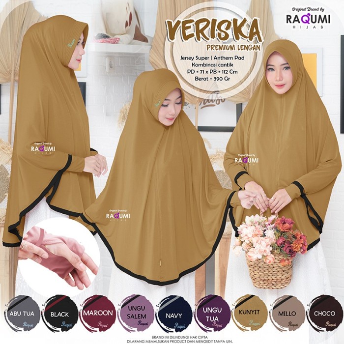 Defines Jilbab Instan Bergo Lengan Veriska Premium Jersey Super Ori Raqumi