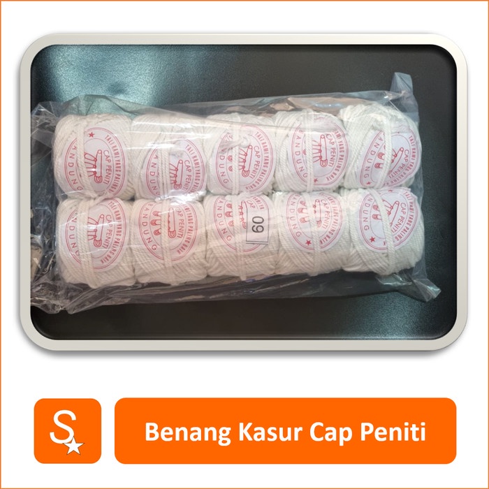 

BENANG KASUR CAP PENITI PUTIH (1 PAK ISI 10) / TALI RAMI