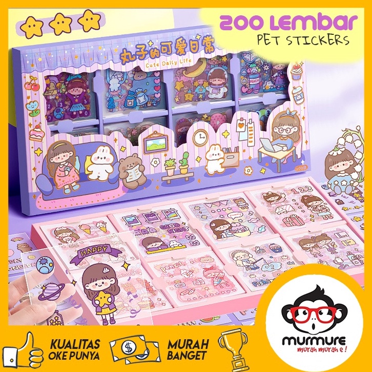 

Ready stok MURMURE | 200 PET STIKER GAMBAR KARTUN DIY JURNAL STICKER SET 200 LEMBAR PERBOX HE9