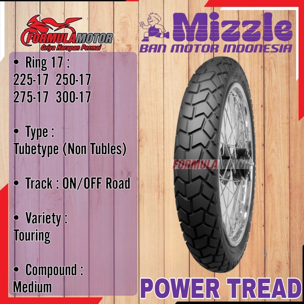 ★Nlb Mizzle Power Tread Ring 17 Tubetype (Pilih Ukuran) - Ban Mizzle Motor Non Tubles Ring 17 ❂ ✭ -