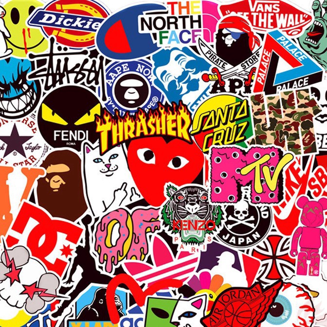 

(♡V❣ 1I) 50 pcs STIKER LOGO hypebeast graffiti Sticker Vinyl Laptop Waterproof DIY HP motor helm mobil ipad tablet paaling.laris.!!