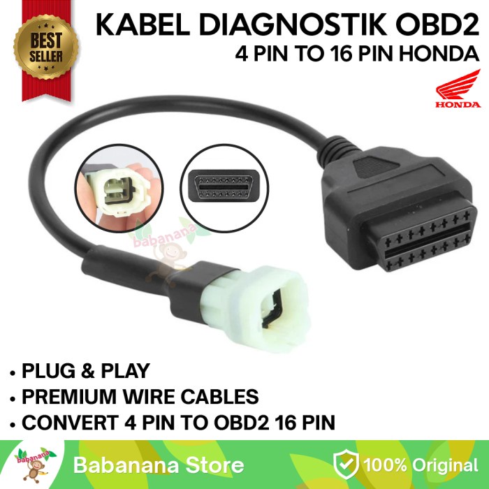 Kabel Obd1 Honda 4 Pin Ke Obd2 16 Pin To Obdii Obd 2 Obd Ii 4Pin 16Pin Kode Dt 026