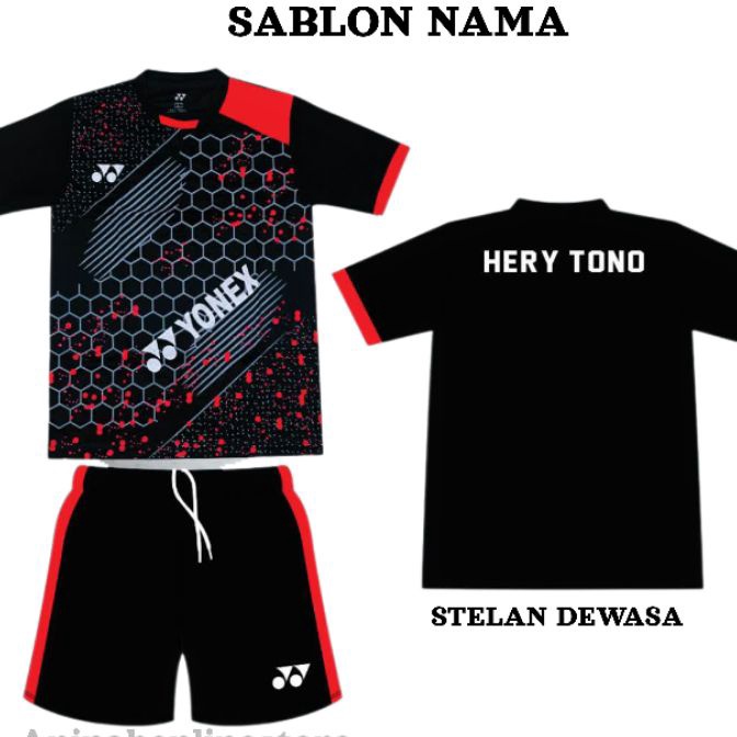 (11☑T♪ A> Free sablon nama Baju stelan yonex 1 set/ kaos badminton, baju voli dewasa / banyak diimin