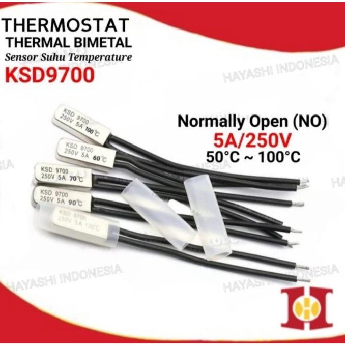 Thermostat Thermal KSD9700 Bimetal 250V 5A Sensor Suhu Temperatur AC