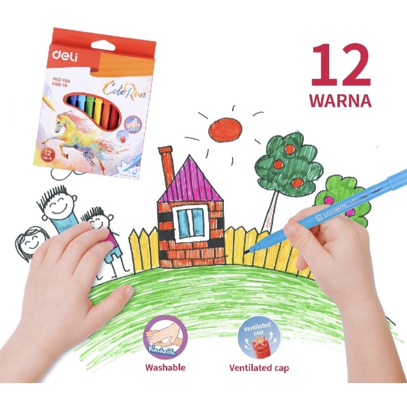 

Deli Spidol 12 Warna Tidak Beracun