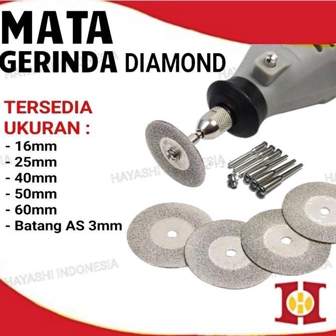 Mata Diamond Gerinda Potong Mini Grinder Tuner Besi Batu Logam Kaca