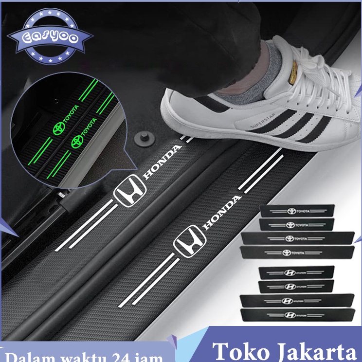 DP Isi 4 Bercahaya Strip Pelindung Pintu Mobil Car Door Sill Plate Guard Pelindung Pijakan Injakan K
