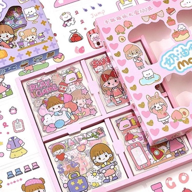 

(O☼♥.HY) WBS (100 lembar) Stiker Aesthetic Design DIY Sticker Aestethic Motif Kartun Korea Anti Air Botol Hp Laptop Lucu Buku Diary Stiker 2D Dapat Box Motif Waterproof SS201 -paling.laris!