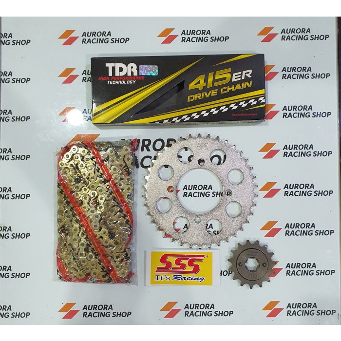 Gear Set SSS 415 Jupiter Z & Rantai TDR ER Gold terpopuler
