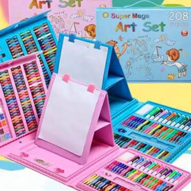 

(M-✪6❤T> Crayon Set 208 Pcs Set Pensil Warna Menggambar Mewarnai Melukis Anak-Anak Krayon Cat Cair Pastel Koper Set Lengkap Kado Anak Colouring Gift Set CHOCHO 88 SHOP -berkualitas..