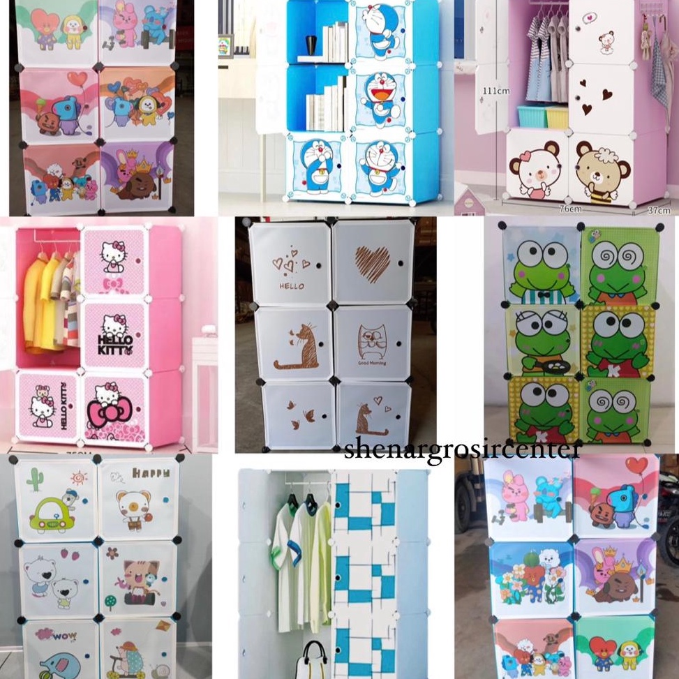 ｀ LEMARI PLASTIK 2X3/LEMARI PLASTIK KARAKTER/LEMARI BAJU/LEMARI PAKAIAN/LEMARI SERBAGUNA - SHENAR h 
